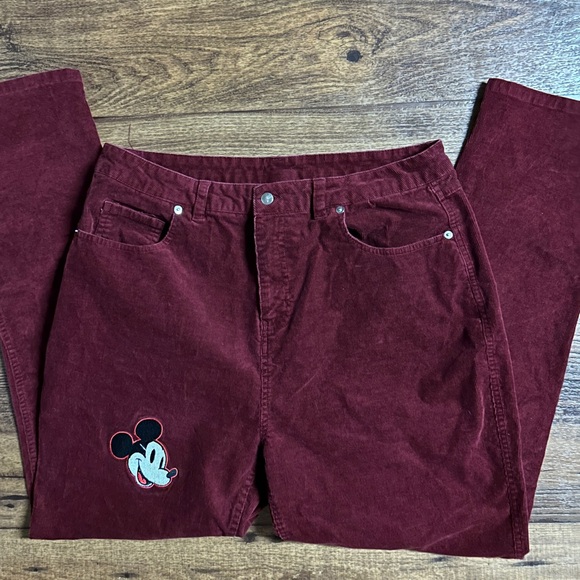 Disney • Size 15 • Red Velvet Jeans W/ Mickey Mouse Embroidery & Patches - Picture 12 of 13
